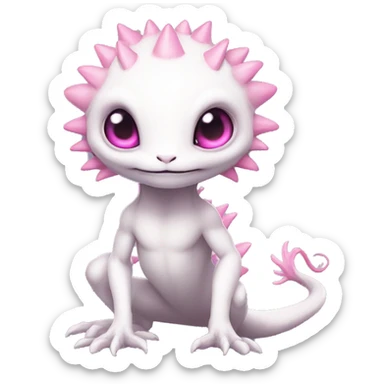 White, Shiny, Chibi, White, Pink eyes, Anthro-Sona-Lizard-Alien-Fakémon, Full Body sticker