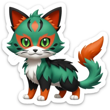 Sprigatito-Litten-Meowscarada-Pokémon-Fakémon-animal-fusion (full body) sticker