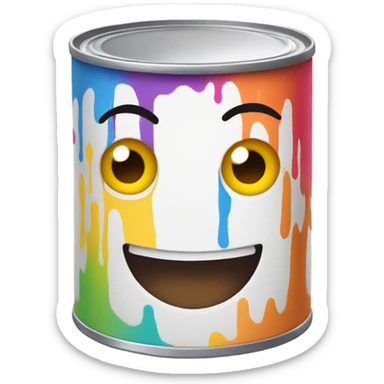 Colorful Paint can that has Cute face  sticker