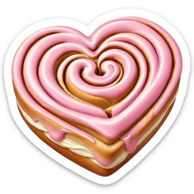 a pink heart shaped cinnamon roll sticker