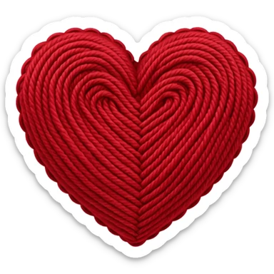 Knitted red yarn heart sticker