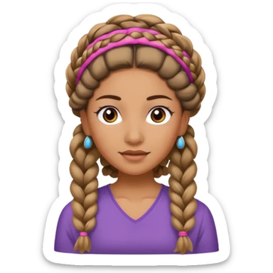 big braided woman face wiith big visible braids and headband sticker