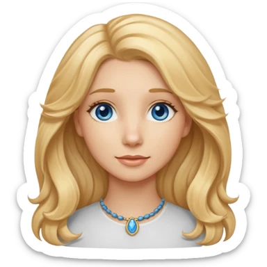 Long, straight, blonde hair, blue eyed woman.   Wavy, blonde goldendoodle sticker