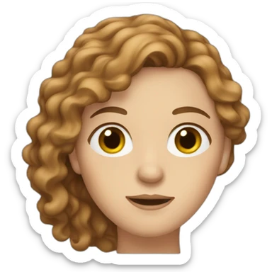 A white woman with brown wavy hair, a strand of hair covering the left eye. sticker