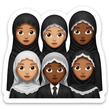 1 man 3 veiled women sticker
