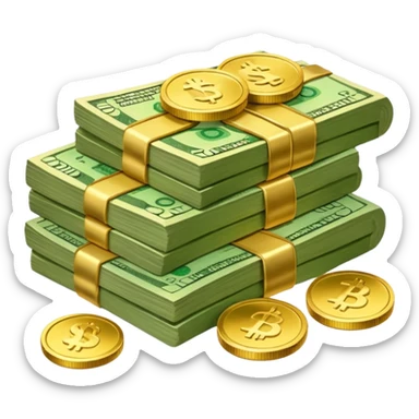 It's an image of money such as coins and bills, but there's only one or two neatly sticker