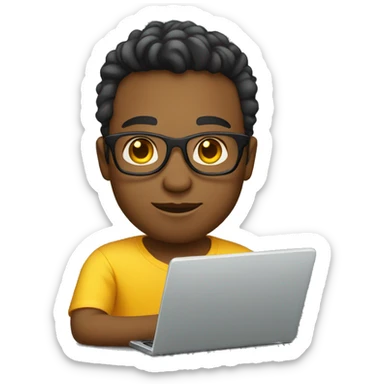 young white cool designer working on laptop no glasses sticker