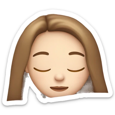 Light brunette straight hair, pale skin, blue eyed girl sleeping with pink pillows  sticker