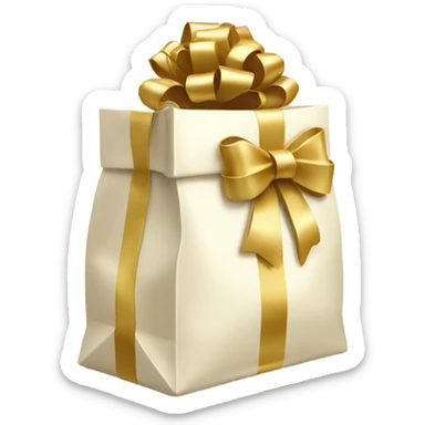 Ivory Gift bag tied with gold bow  sticker