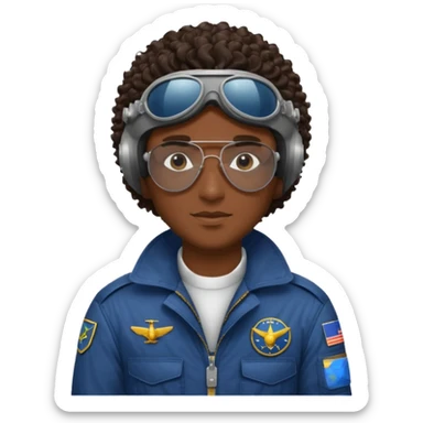 A male pilot with dark skin and close-cut curly hair sticker