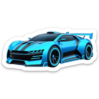 Futuristic black and blue cyberpunk care sticker