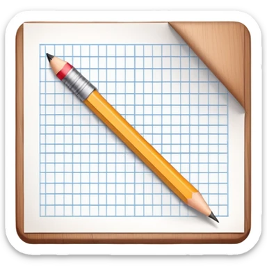 A pencil is placed over a sheet of paper grid, representing the sketching  sticker