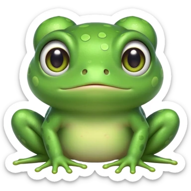 simple kawaii frog whole body, very simple dot eyes, vey big pupils sticker