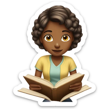 Girl reading book sticker