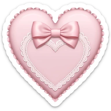 rococo Pastel pink heart with white bow with lace and frills sticker