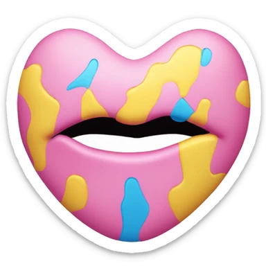 Kiss mark with pink yellow and blue colors sticker