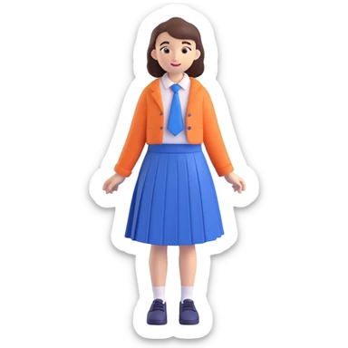 blue school skirt rolled up higher, playful and empowering, school spirit, no text sticker