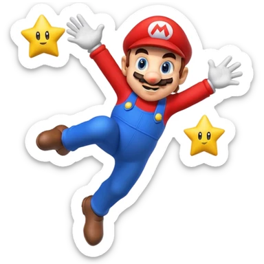 Super Mario jumping with a power-up sticker