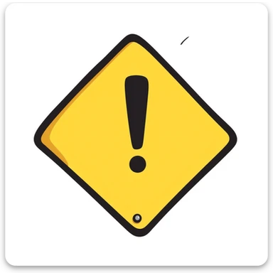 A creative warning sign with attention-grabbing zigzag border and a big exclamation mark in the center. Yellow, black, and red colors. Hand-drawn doodle style with vibrant coloring. sticker