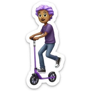 Purple haired white  man riding pogo stick  sticker
