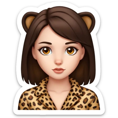 Brunette girl dressed in leopard sticker