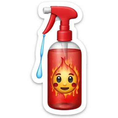 a spray bottle spritzing onto a burn wound. sticker