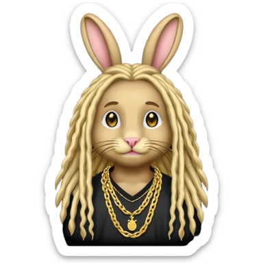 Swag bunny with dreads and rapper chain sticker