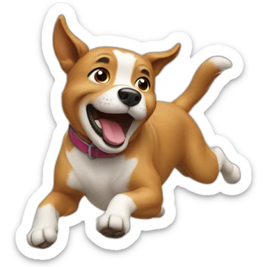 very happy dog jumping sticker