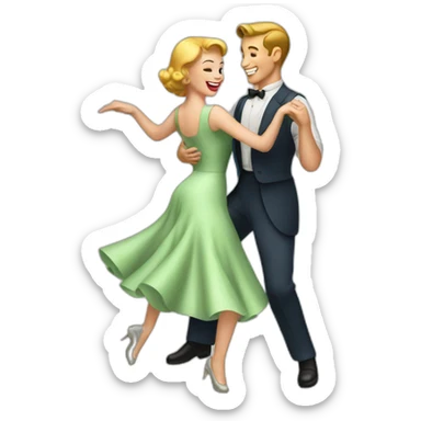 White couple dancing 50s sticker