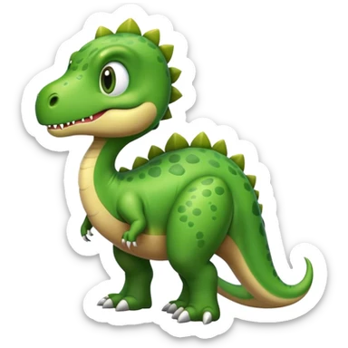 crea un dinosaurio alegre con caracteristicas amigables sticker