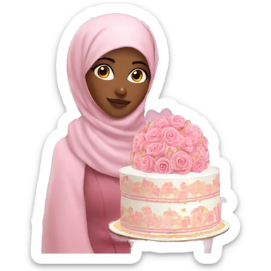 Pretty model muslim Somali girl with a pink floral cake sticker