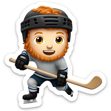 A ginger man playing hockey  sticker