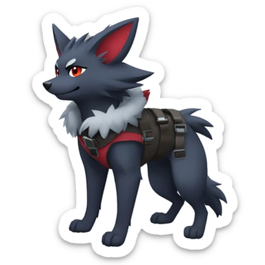Cool Edgy Zorua-Zoroark-Mightyena with a collar and harness full body sticker