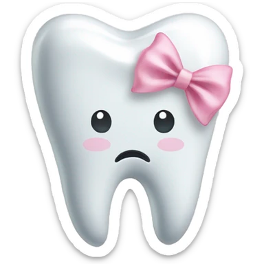 Simple tooth with a light pink bow sticker