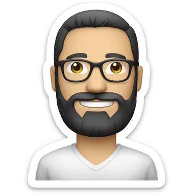 proud caucasian male with black beard and white glasses sticker