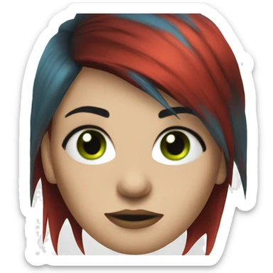 Female punk,red short hair blue green eyes sticker