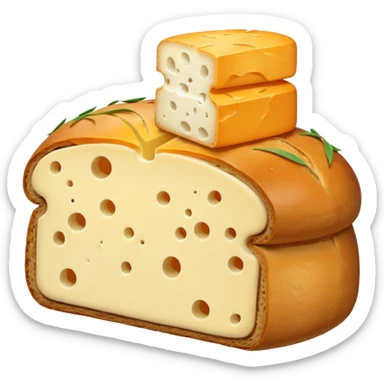 the small and sad bread among the giant cheeses  sticker