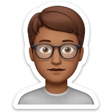 slightly elongated face of a man with red glasses and a big set of brown hair, variation 2 sticker