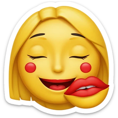 Yellow emoji with it’s eyes closed with big lips sticker