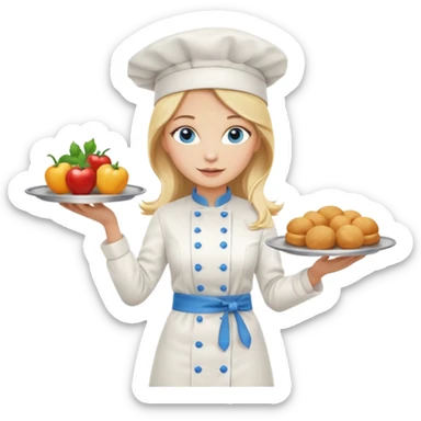 Full body 
Sexy Long Blonde hair blue eyed female chef sticker