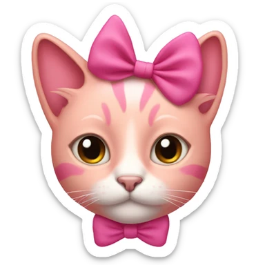 pink cat with bow in hair sticker