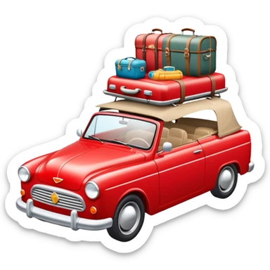 Road trip car packed with luggage and camping gear sticker