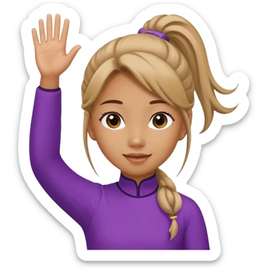 Mini poodle with Asia ponytail hair girl say goodbye sticker