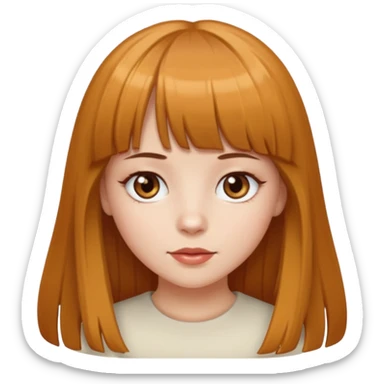 A girl with bangs, long caramel hair, hazel eyes, and white skin  sticker