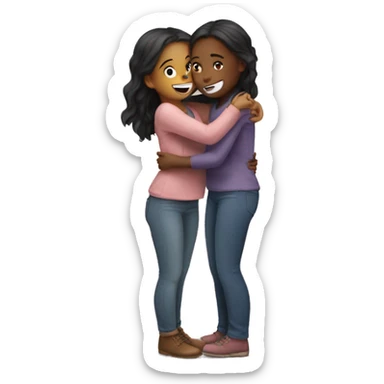 two girl hugs  sticker