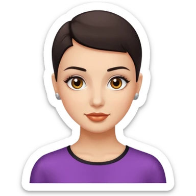 Glamours Lady  with brown eyes , dark buzz cut hair and has dimples sticker