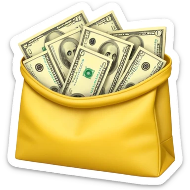 dollars in the yellow bag facing camera sticker