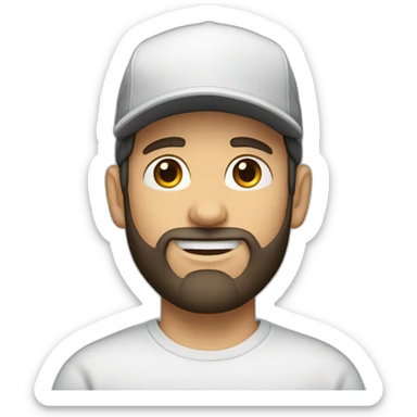 young dark-haired white man with a cap and beard sticker
