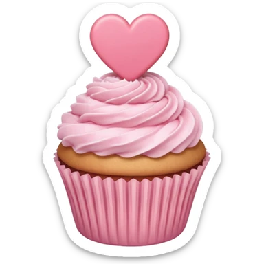 pastel pink cupcake with a heart-shaped topper sticker