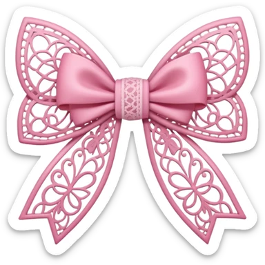 white LITTLE pink lace bow sticker